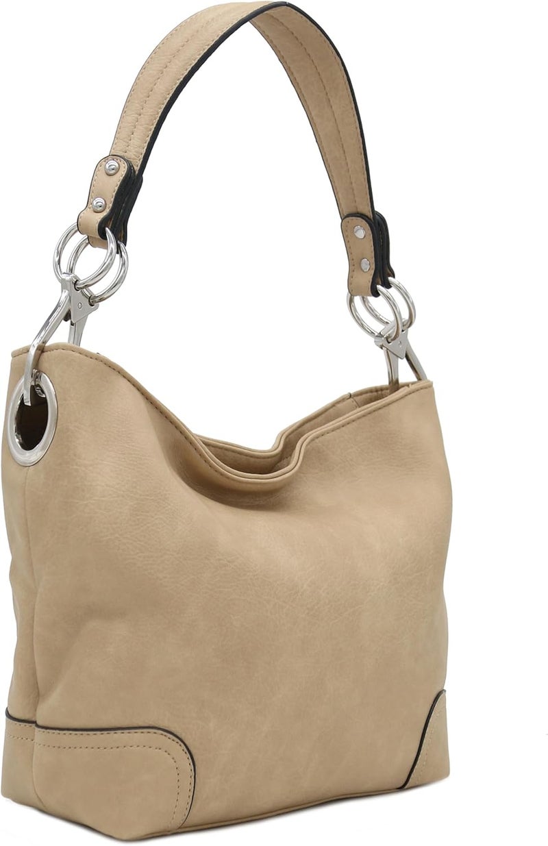 Alyssa Hobo Shoulder Bag with Big Snap Hook Hardware - Image 1